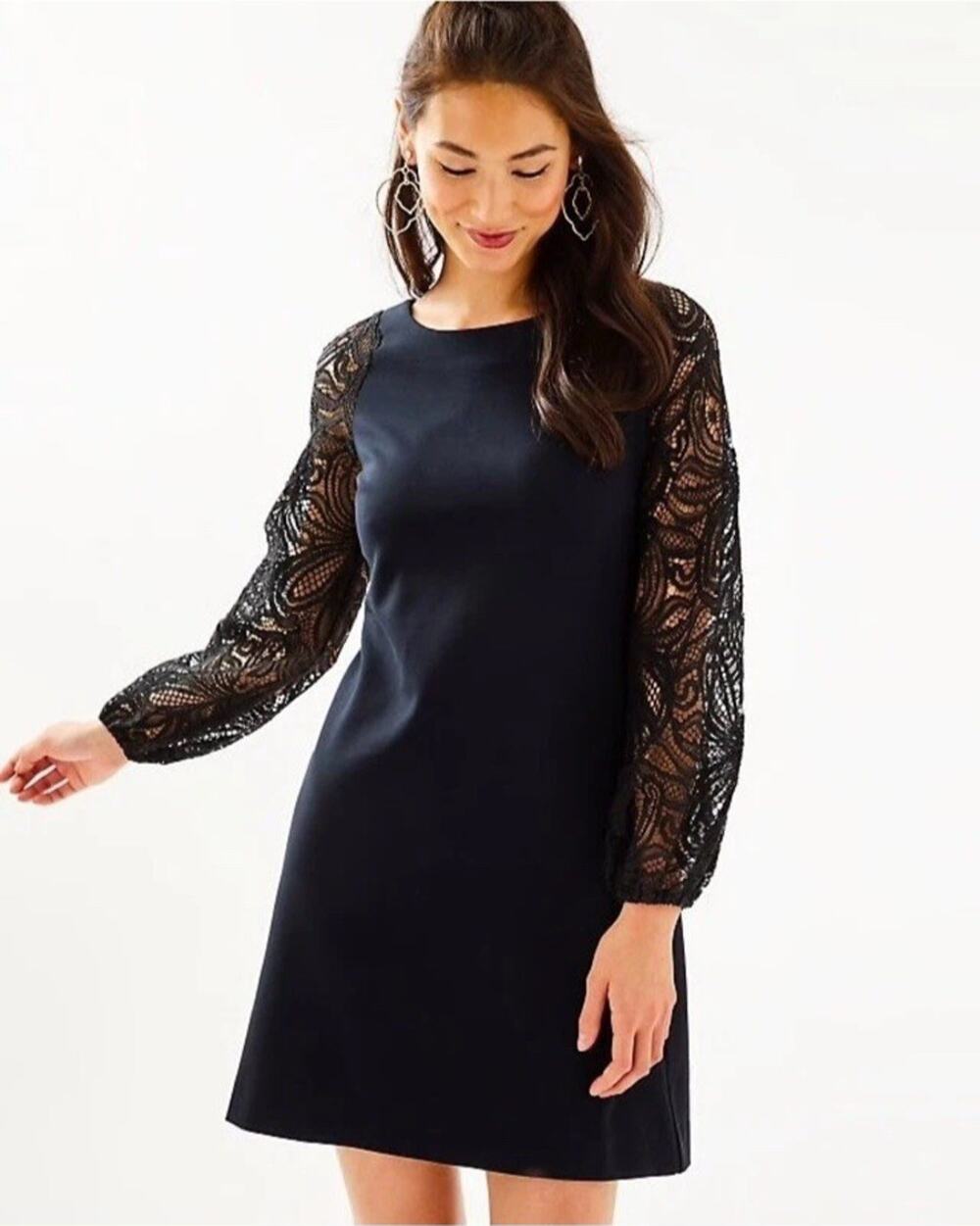 NWT Lilly Pulitzer Gali Black ponte shift cocktail party dress size medium